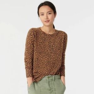 J. Crew women’s crewneck cashmere sweater Leopard Cheetah Animal print sz S A281